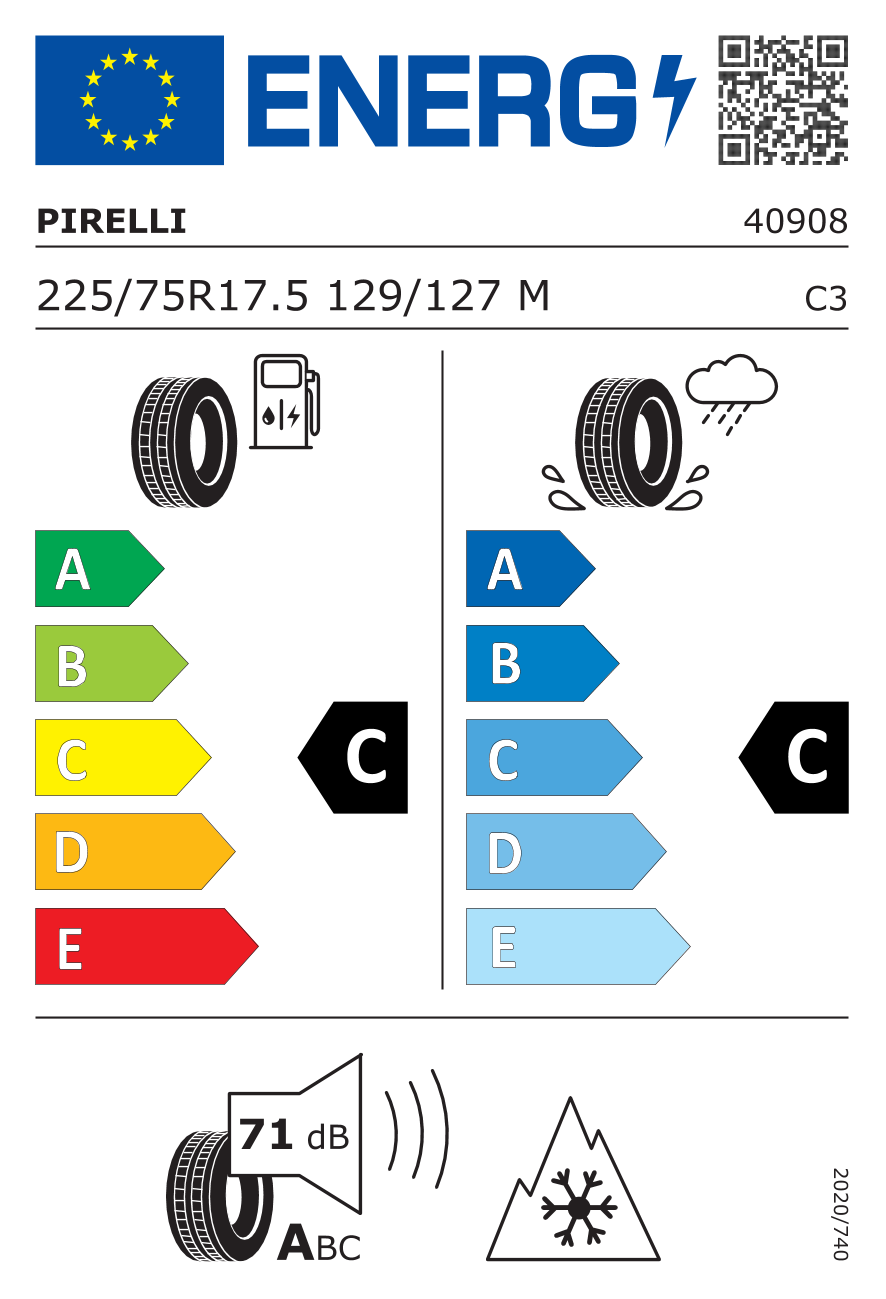Etichetta Europea Pirelli Pirelli 225/75 R17.5 129/127M R02 PROFUEL DRIVE pneumatici nuovi Estivo