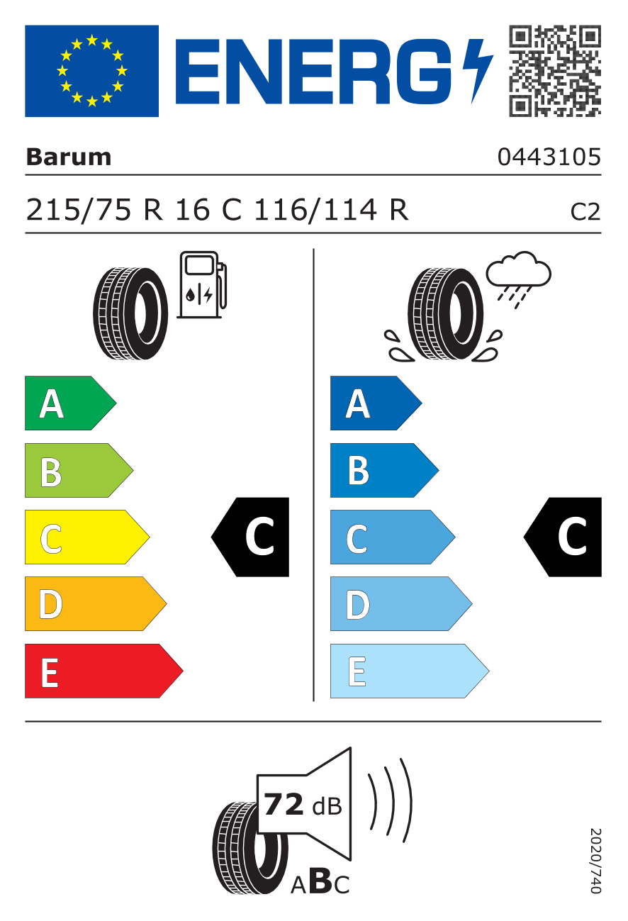 Etichetta Europea Barum Barum 215/75 R16C 116/114R VANIS 3 pneumatici nuovi Estivo