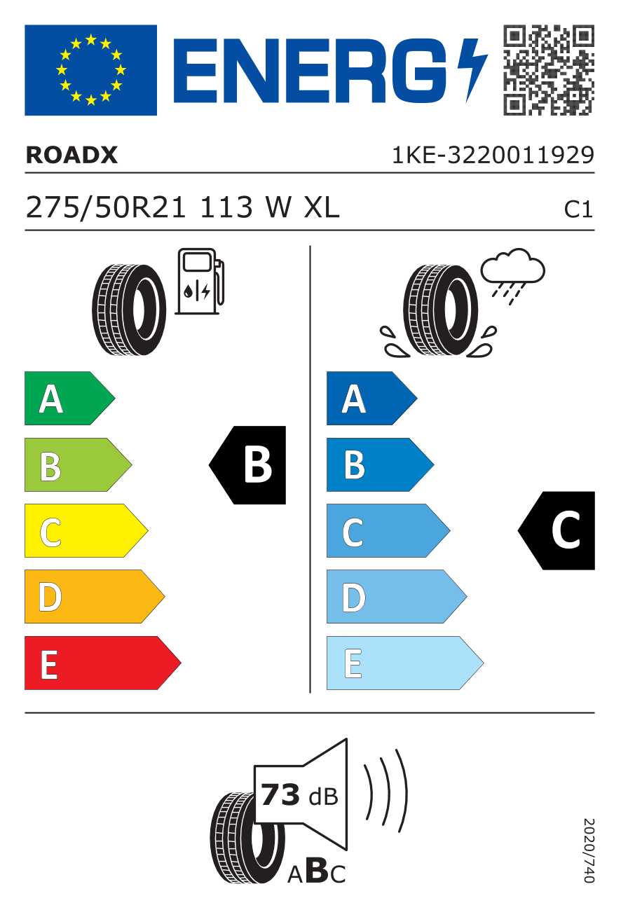Zimné pneumatiky RoadX 275/50R21 H/T02 RXQuest XL                                        Rýchlostný index W (W=270 km/h) Záťažový index 113 (1150kg) Valivý odpor B