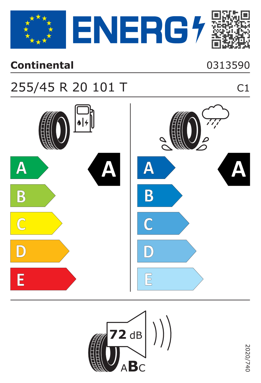 Etichetta Europea Continental Continental 255/45 R20 101T EcoContact 6 Q pneumatici nuovi Estivo