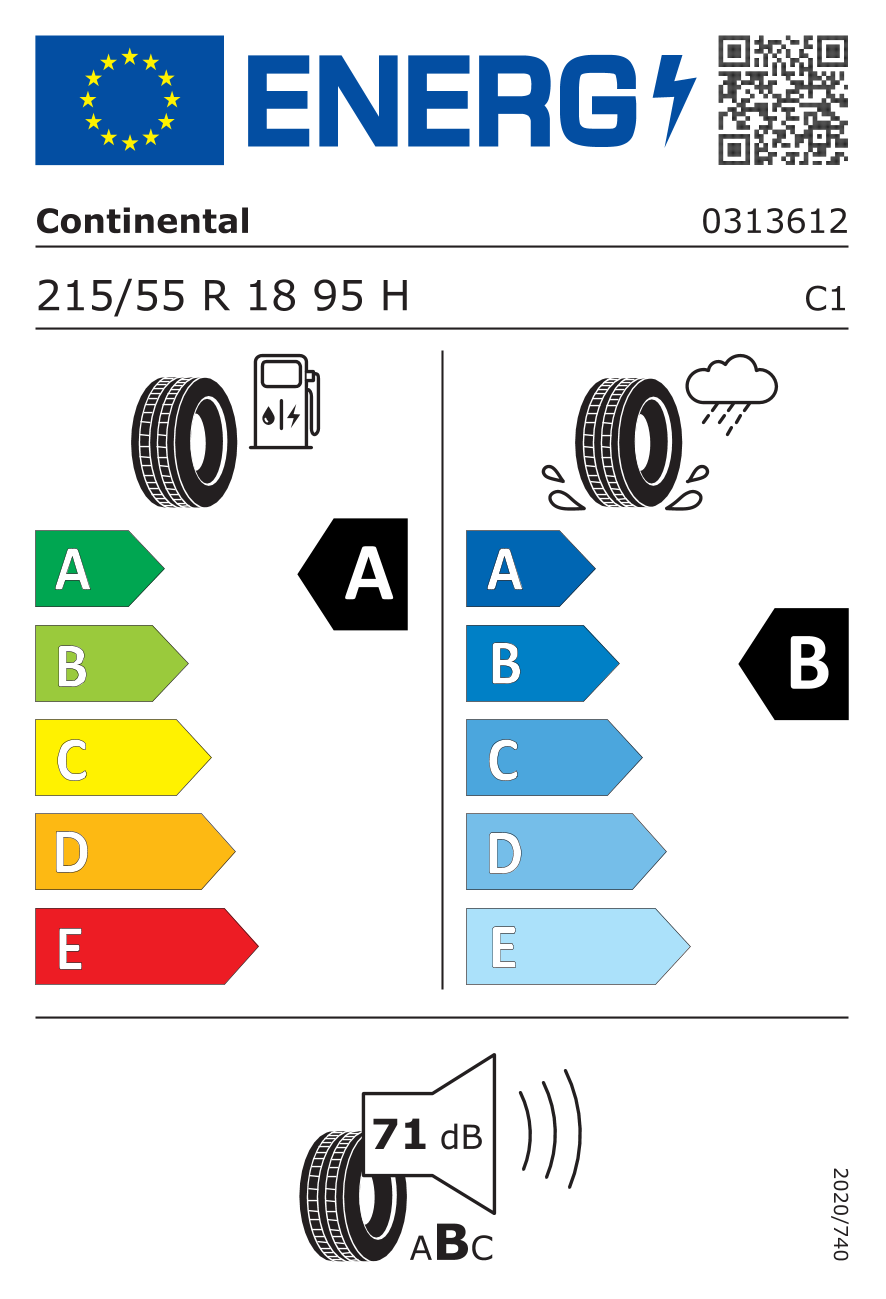 Etichetta Europea Continental Continental 215/55 R18 95H EcoContact 6 Q pneumatici nuovi Estivo