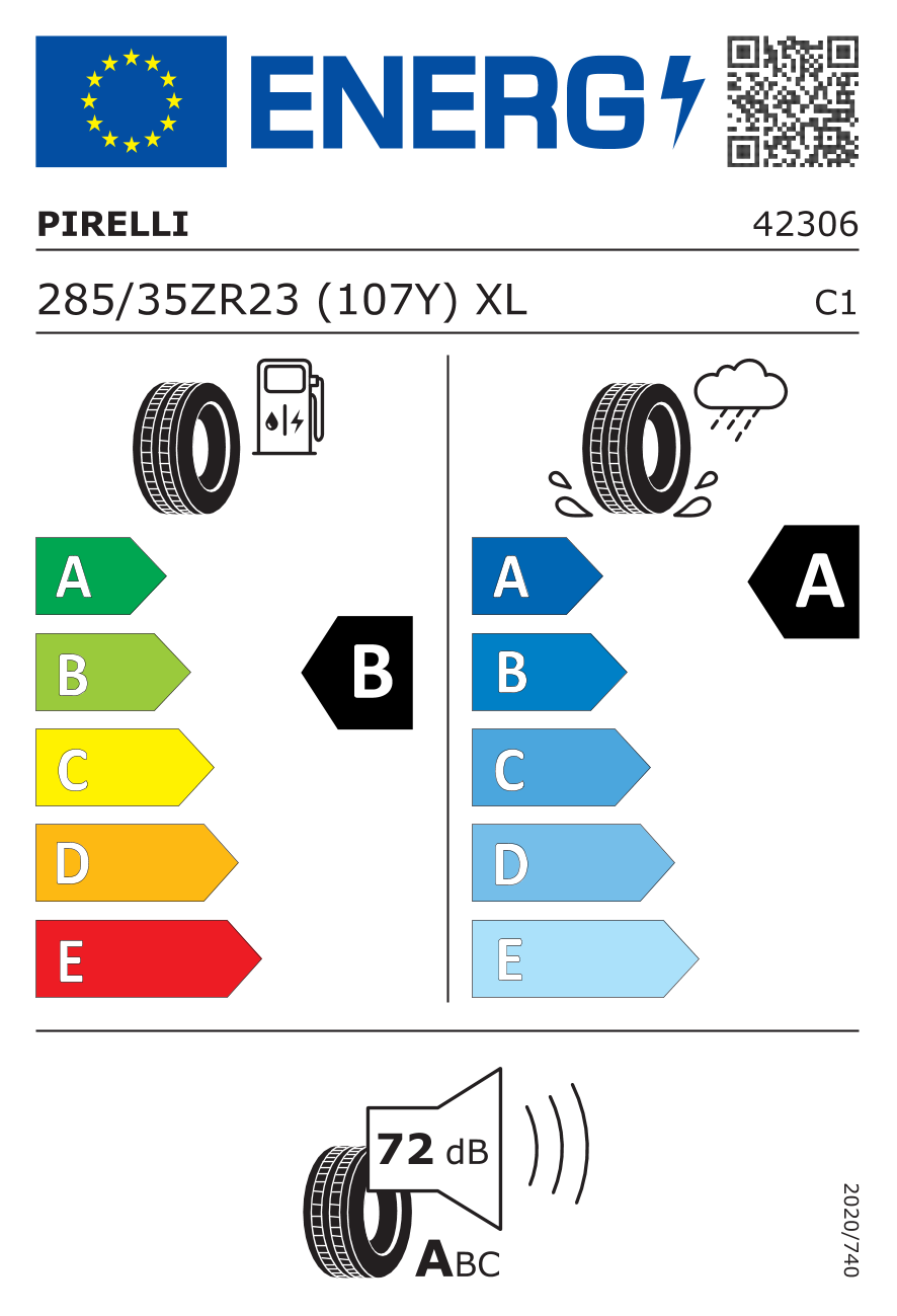 Etichetta Europea Pirelli Pirelli 285/35 R23 107Y Scorpion Zero All Season A8A NCS XL pneumatici nuovi Estivo