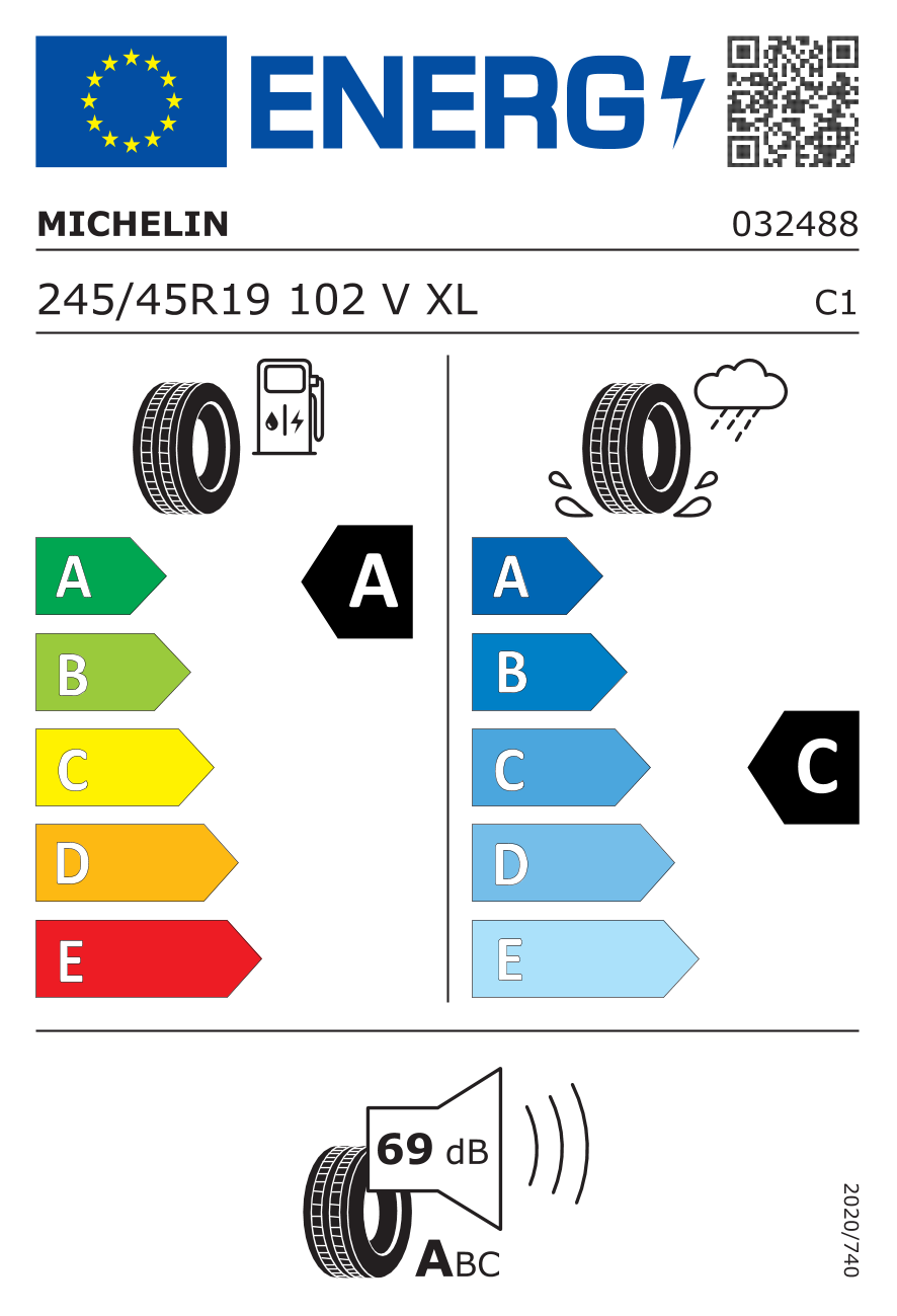 Etichetta Europea Michelin Michelin 245/45 R19 102V PRIMACY ALL SEASON pneumatici nuovi Estivo