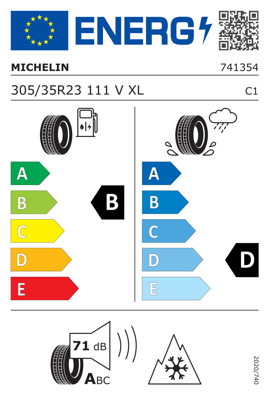 Etichetta Europea Michelin Michelin 305/35 R23 111V Pilot Alpin 5 SUV FSL XL pneumatici nuovi Invernale