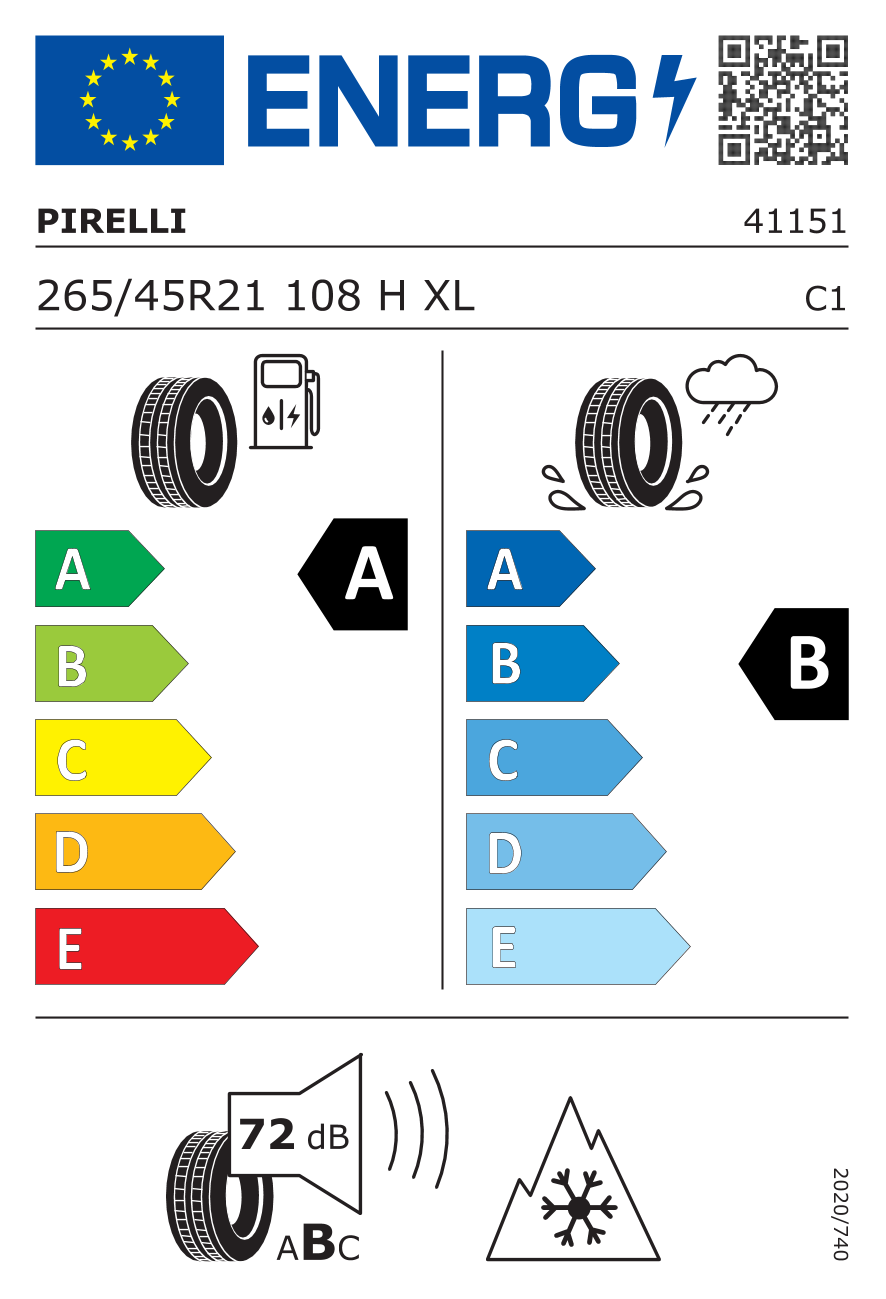 Etichetta Europea Pirelli Pirelli 265/45 R21 108H SCORPION ALL SEASON SF2 VOL XL pneumatici nuovi All Season