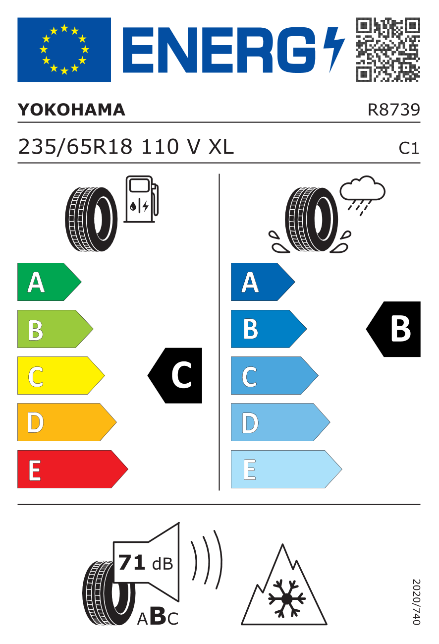 Etichetta Europea Yokohama Yokohama 235/65 R18 110V GEOL.CV 4S G061 pneumatici nuovi All Season
