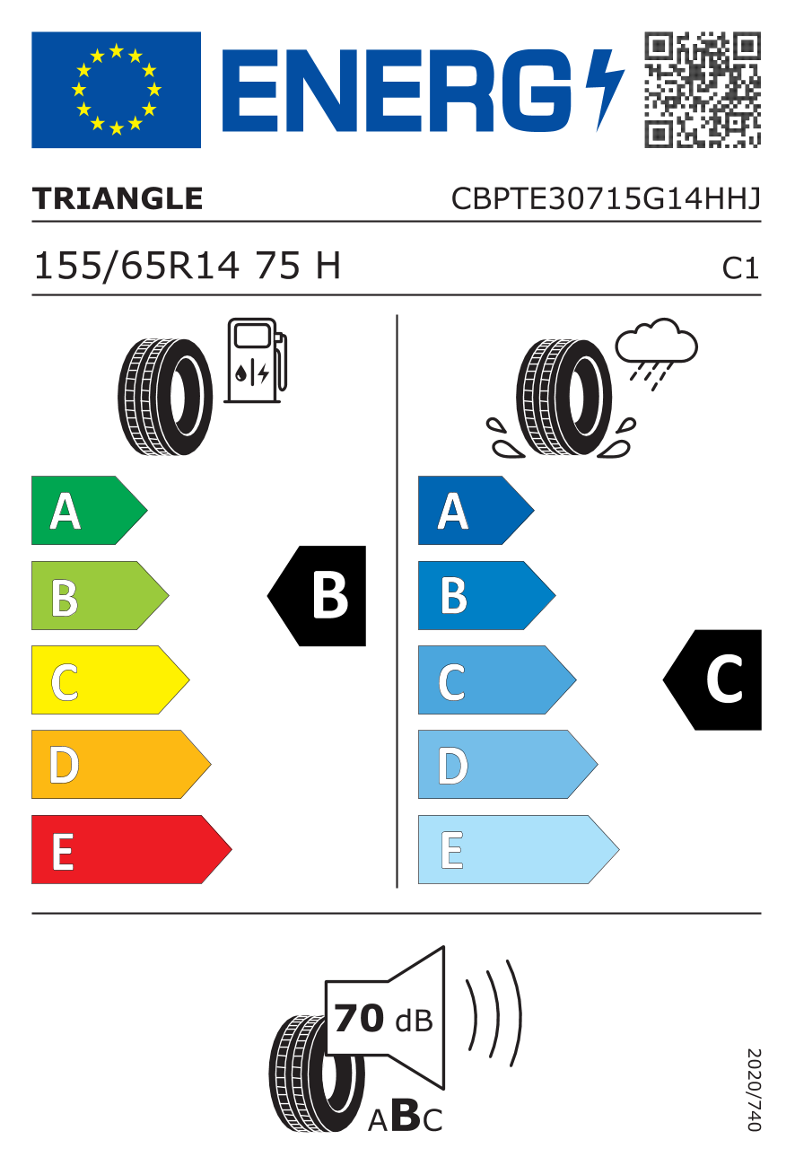 Anvelope de iarnă Triangle 155/65R14 TE307A                                        Indice de viteza H (H=210 km/h) Indice de greutate 75 (387kg) Eficienta consum B