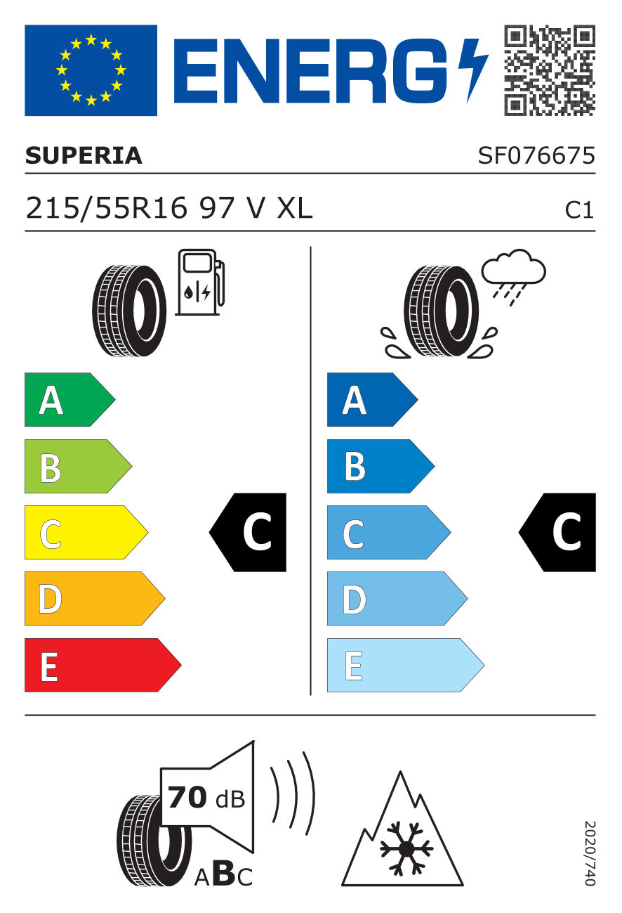 Etichetta Europea Superia Superia 215/55 R16 97V ECOBLUE 4S XL pneumatici nuovi All Season