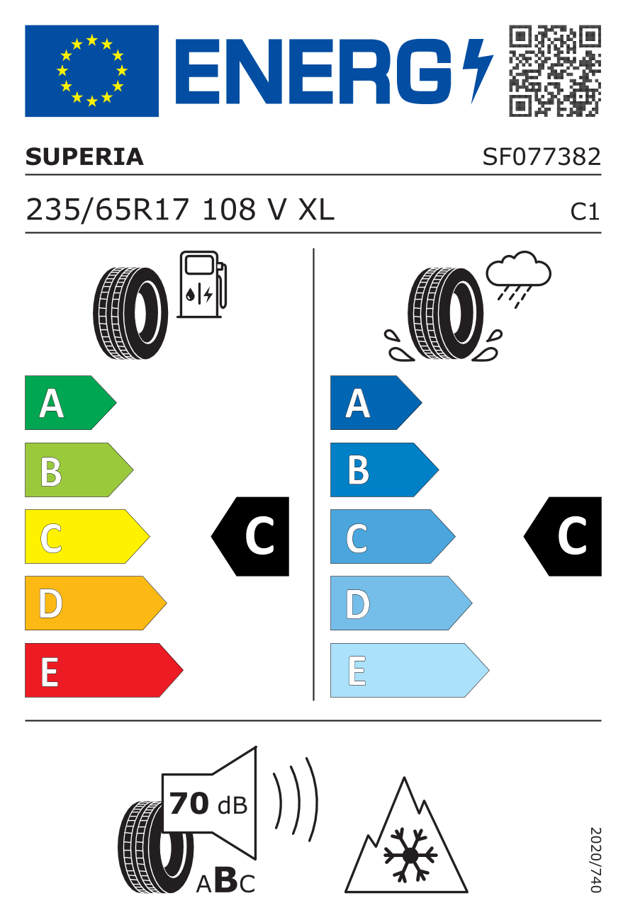 Etichetta Europea Superia Superia 235/65 R17 108V ECOBLUE 4S XL pneumatici nuovi All Season