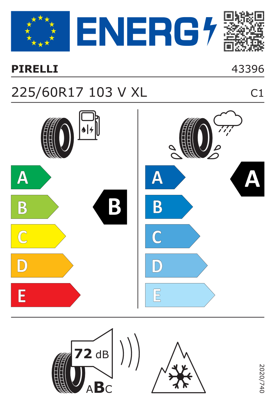 Celoročné pneumatiky Pirelli 225/60R17 Cinturato Allseason SF3 XL                                        Rýchlostný index V (V=240 km/h) Záťažový index 103 (875kg) Valivý odpor B