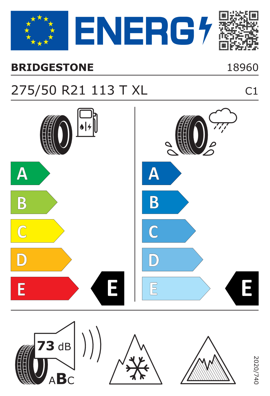 Etichetta Europea Bridgestone Bridgestone 275/50 R21 113T BLIZZAK DM-V3 XL pneumatici nuovi Invernale