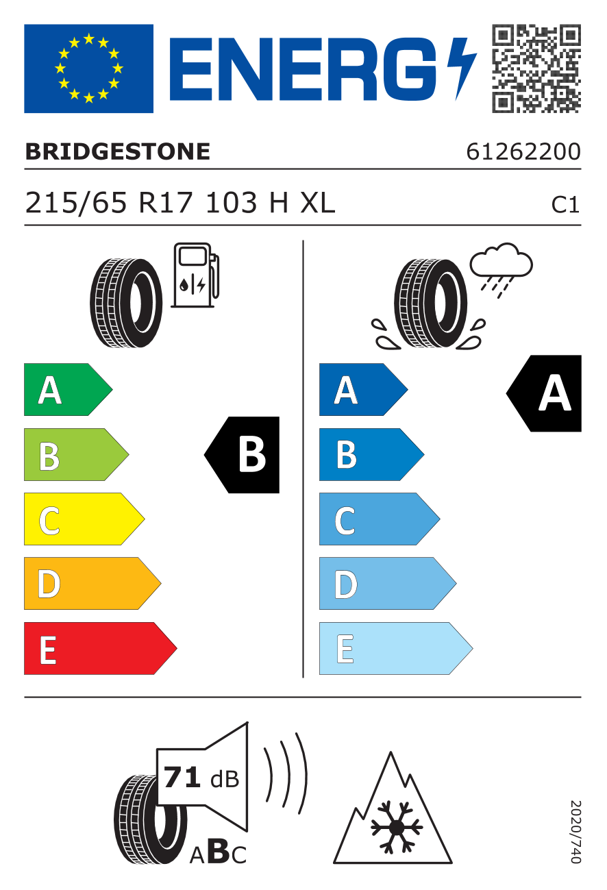 Etichetta Europea Bridgestone Bridgestone 215/65 R17 103H LM005 pneumatici nuovi Invernale