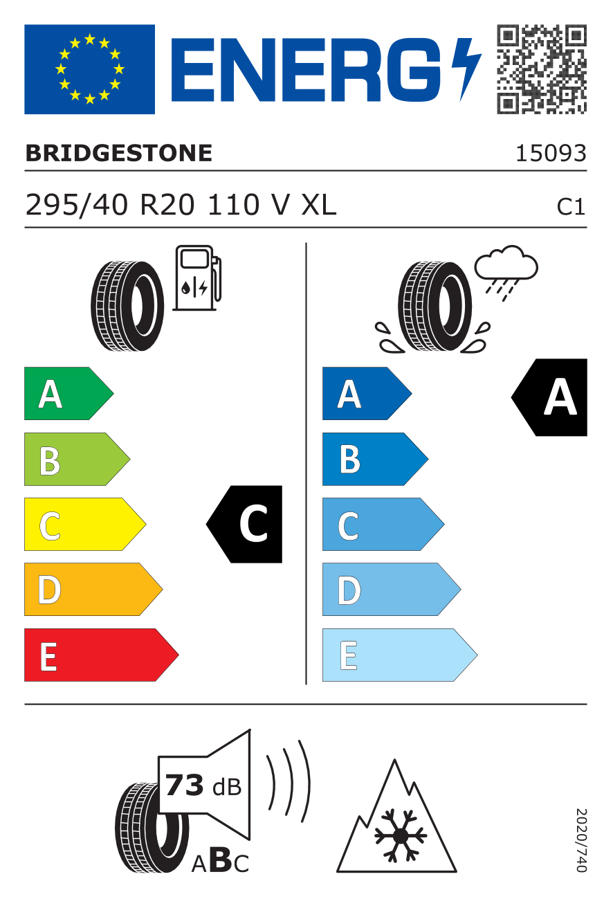 Etichetta Europea Bridgestone Bridgestone 295/40 R20 110V BLIZZAK LM005 XL pneumatici nuovi Invernale