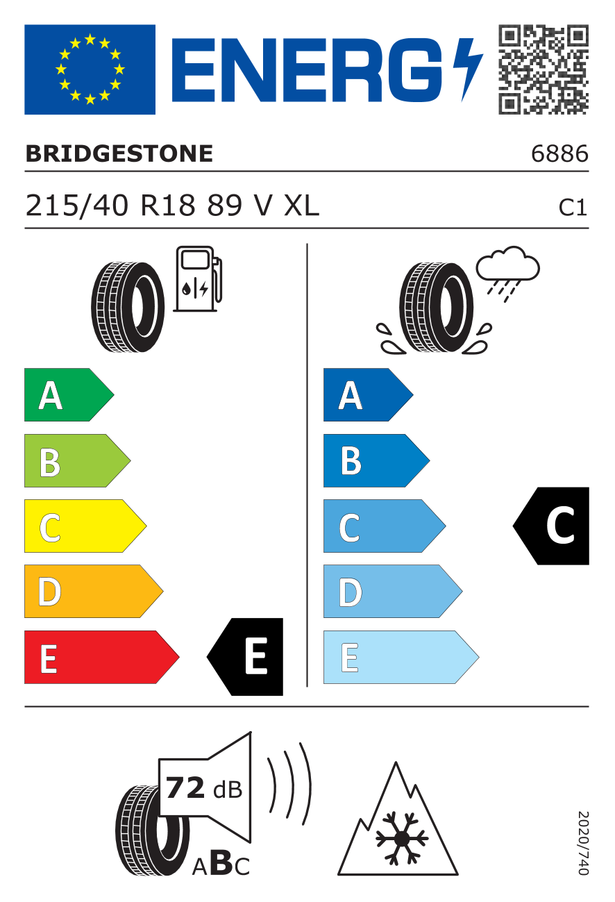 Etichetta Europea Bridgestone Bridgestone 215/40 R18 89V LM32 XL pneumatici nuovi Invernale