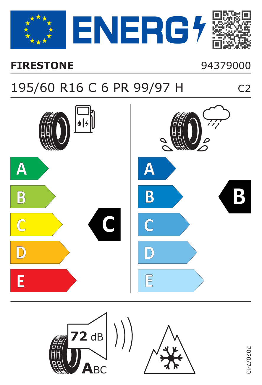 Etichetta Europea Firestone Firestone 195/60 R16C 99H 6PR 6PR VANHAWK MULTISEAS pneumatici nuovi All Season