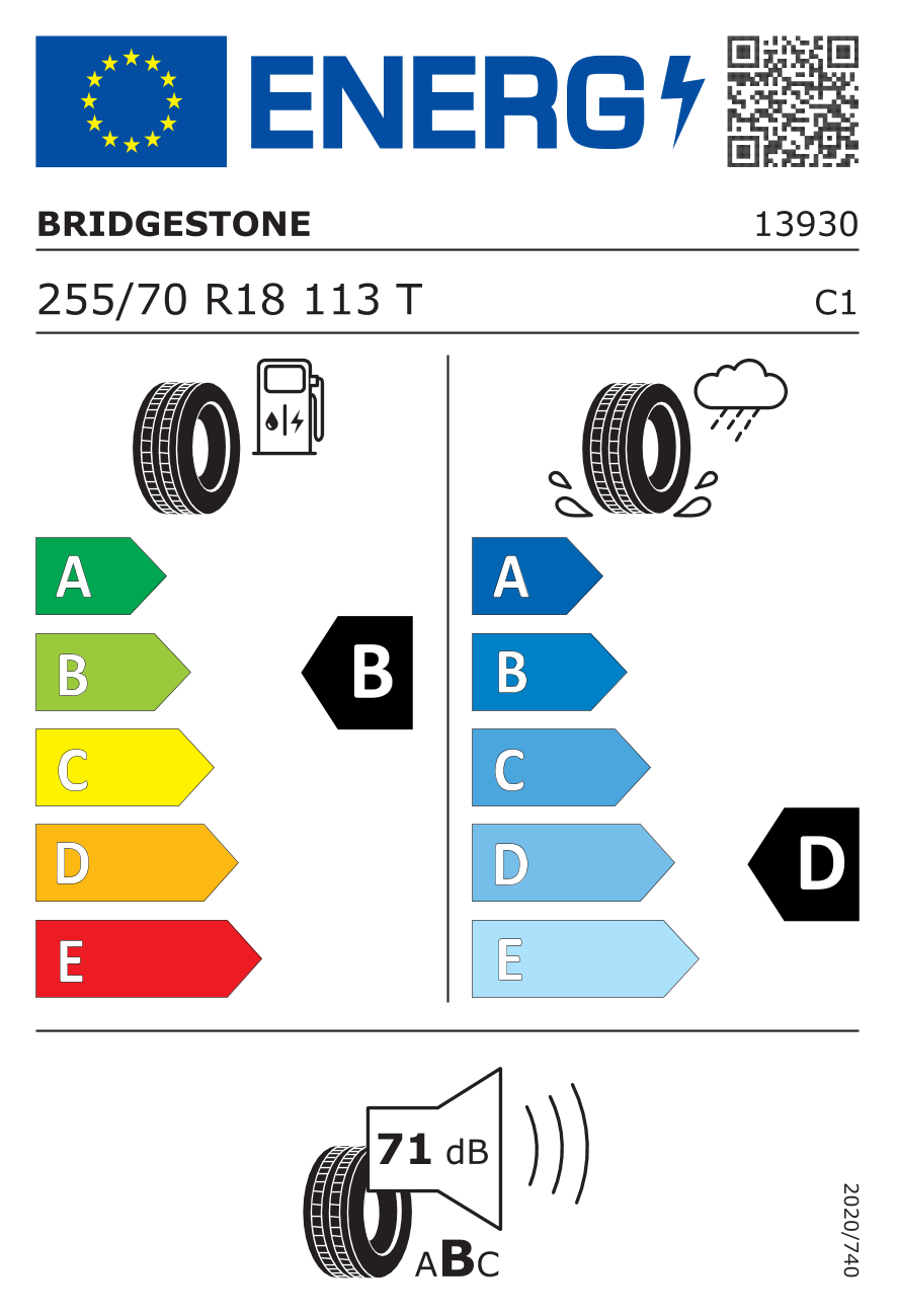 Etichetta Europea Bridgestone Bridgestone 255/70 R18 113T DUELER H/T 685 pneumatici nuovi Estivo