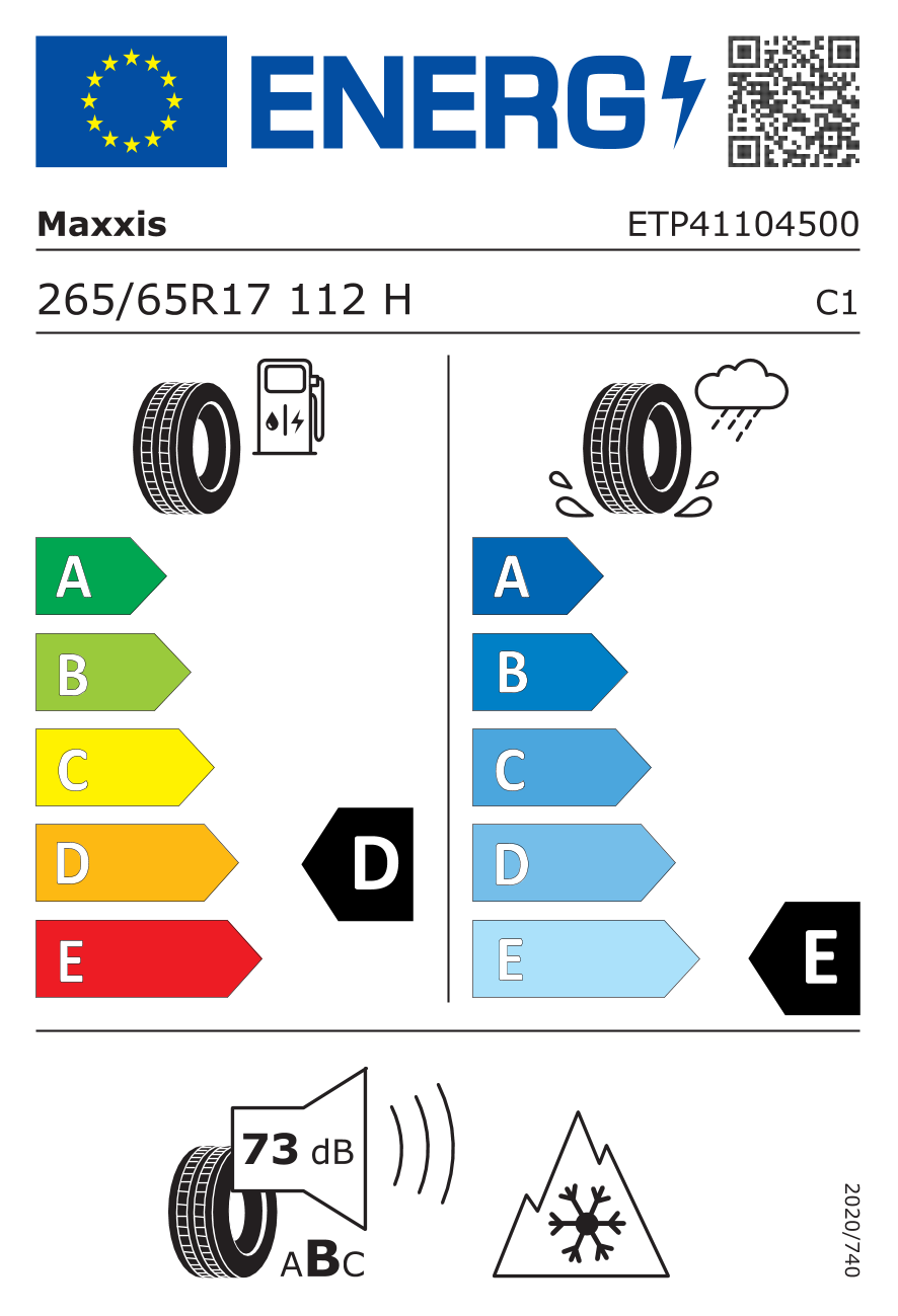 Etichetta Europea Maxxis Maxxis 265/65 R17 112H VIC.SN. SUV MA-SW pneumatici nuovi Invernale