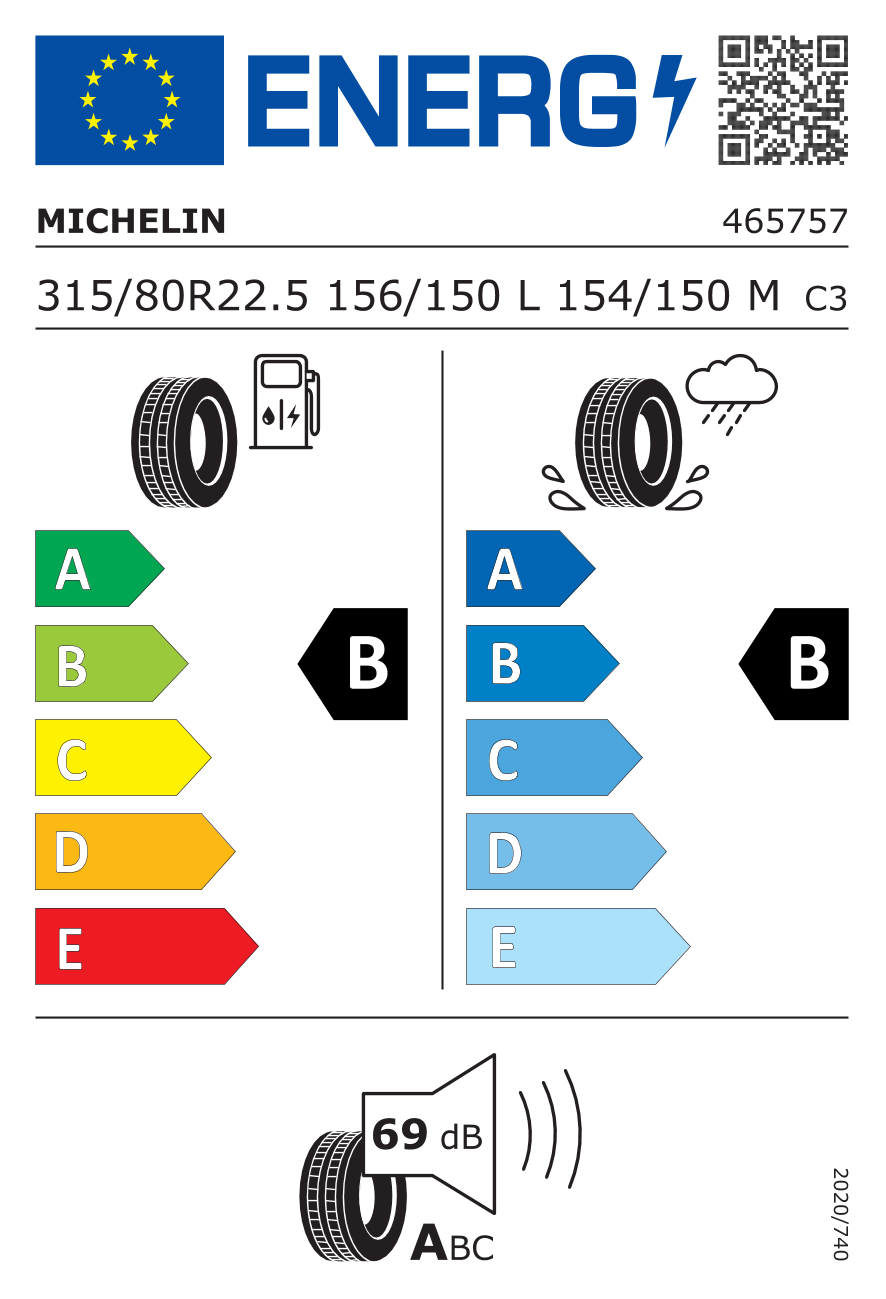 Etichetta Europea Michelin Michelin 315/80 R22.5 156L X LINE ENERGY Z pneumatici nuovi Estivo