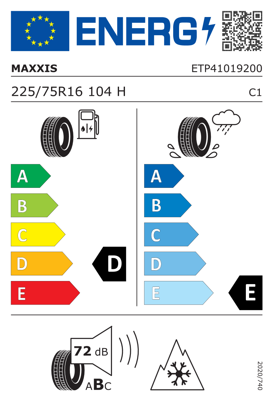Etichetta Europea Maxxis Maxxis 225/75 R16 104H VIC.SN. SUV MA-SW pneumatici nuovi Invernale