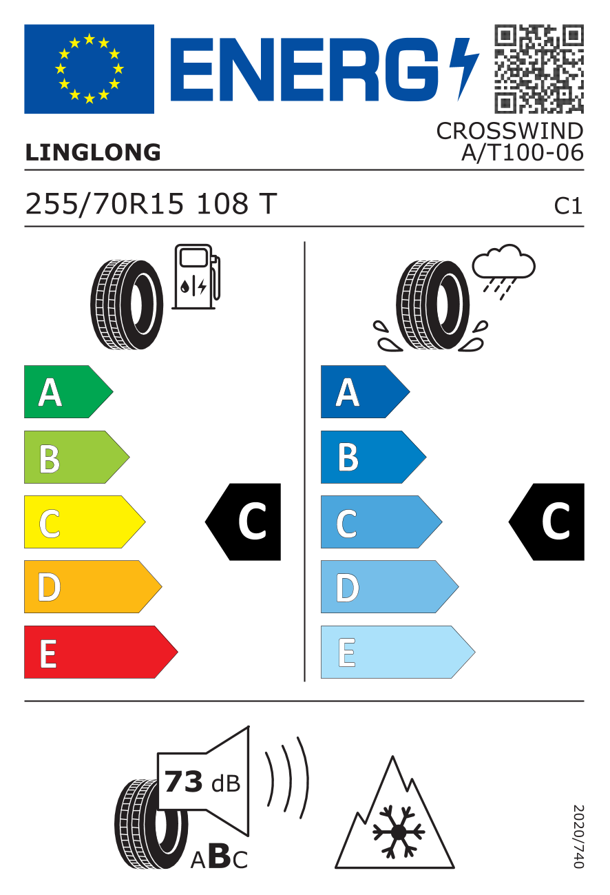 Etichetta Europea Linglong Linglong 255/70 R15 108T CROSSWIND A/T100 pneumatici nuovi Estivo