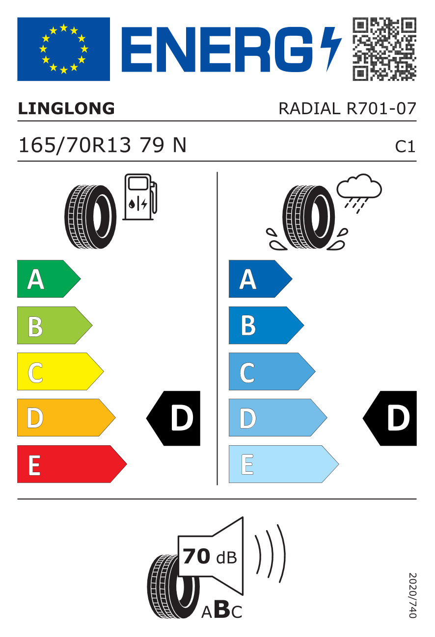 Etichetta Europea Linglong Linglong 165/70 R13C 79N 8PR 8PR RADIAL R701 pneumatici nuovi Estivo