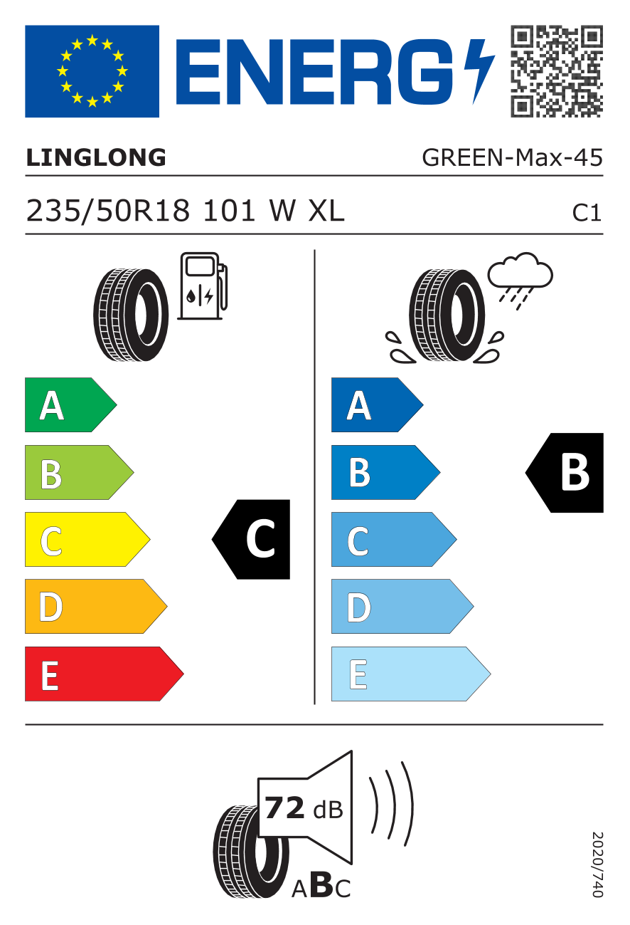 Etichetta Europea Linglong Linglong 235/50 R18 101W GREEN-MAX XL pneumatici nuovi Estivo