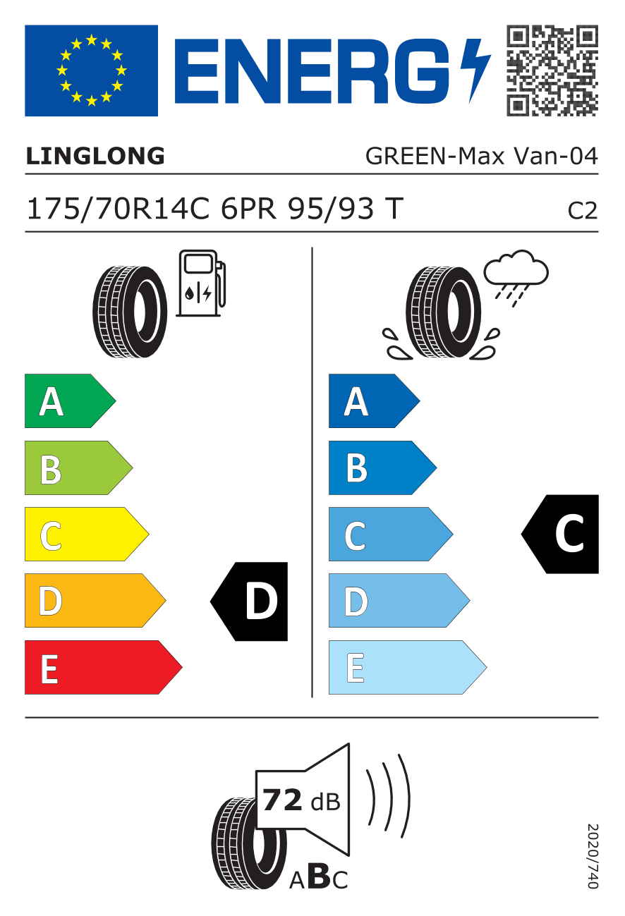 Etichetta Europea Linglong Linglong 175/70 R14C 95/93T GREENMAX VAN pneumatici nuovi Estivo