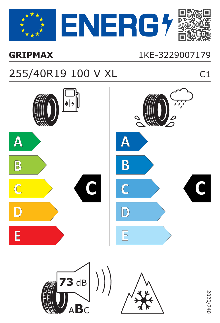 Etichetta Europea Gripmax Gripmax 255/40 R19 100V Pro Winter BSW XL pneumatici nuovi Invernale