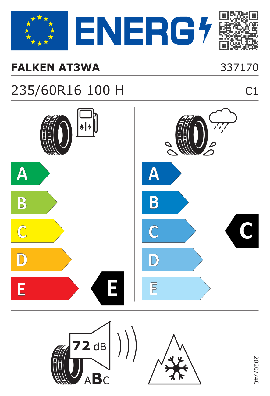 Etichetta Europea Falken Falken 235/60 R16 100H WILDPEAK A/T AT3WA pneumatici nuovi All Season