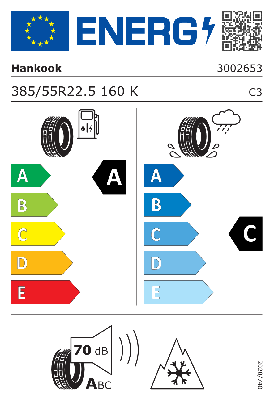 Etichetta Europea Hankook Hankook 385/55 R22.5 160K AL20 pneumatici nuovi Estivo