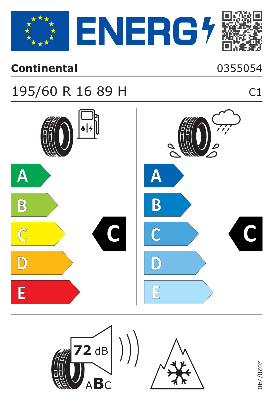 Etichetta Europea Continental Continental 195/60 R16 89H TS860 S pneumatici nuovi Invernale