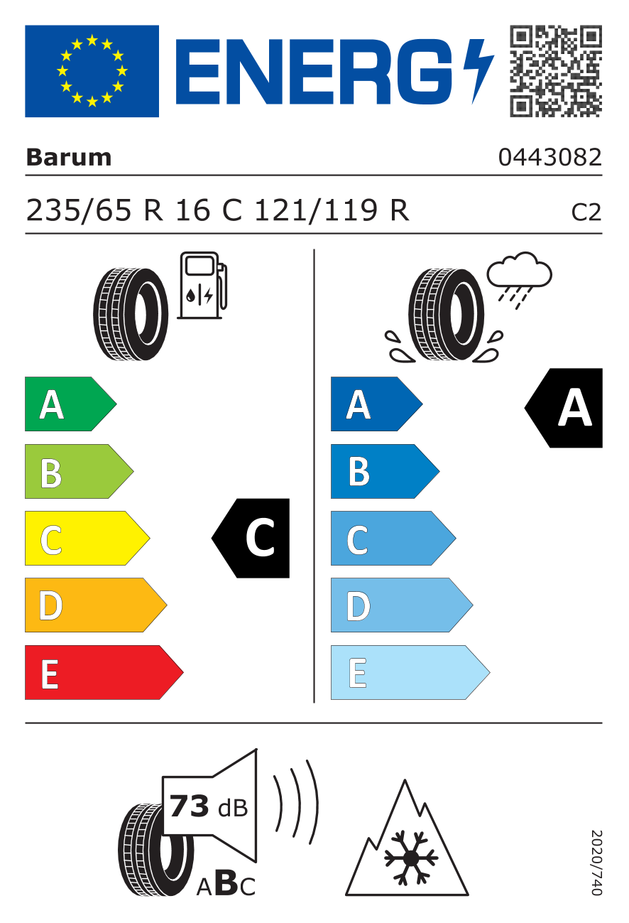 Etichetta Europea Barum Barum 235/65 R16C 121/119R 10PR 10PR VANIS ALLSEASON pneumatici nuovi All Season