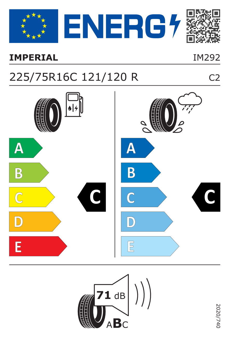 Etichetta Europea Imperial Imperial 225/75 R16C 121/120R 10PR ECOVAN3 RF19 pneumatici nuovi Estivo