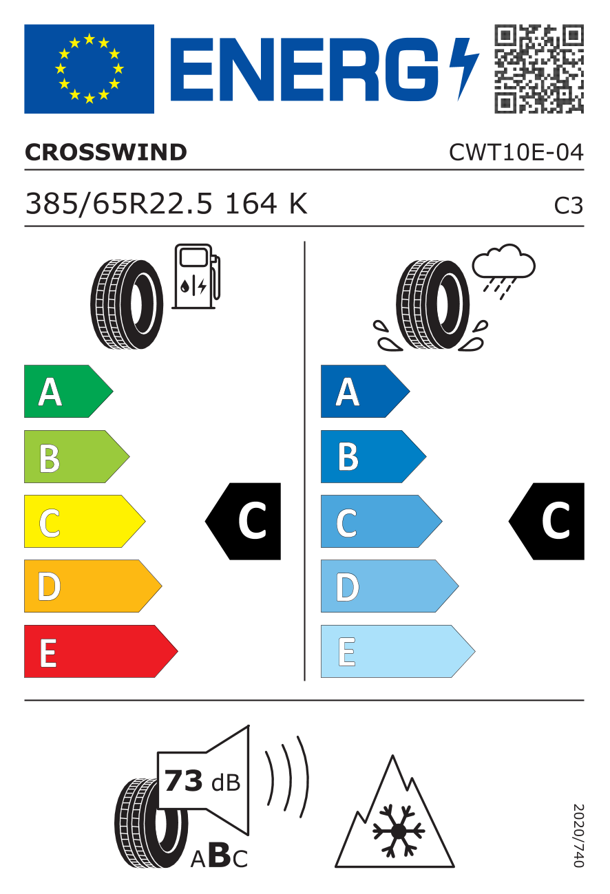 Etichetta Europea Crosswind Crosswind 385/65 R22.5 164K 24PR CWT10E pneumatici nuovi Estivo