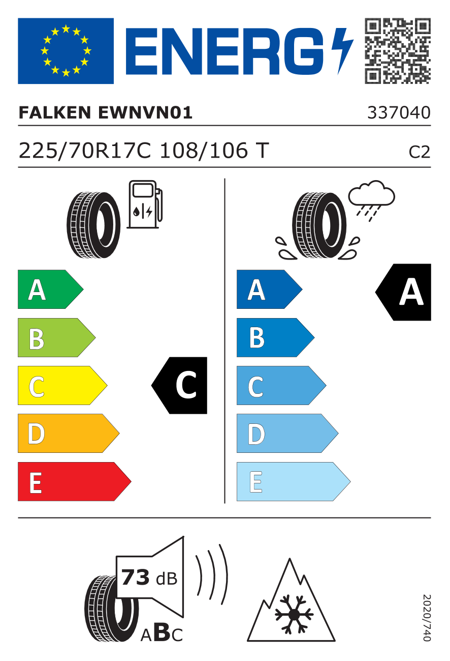 Etichetta Europea Falken Falken 225/70 R17C 108/106T Eurowinter VAN01 pneumatici nuovi Invernale