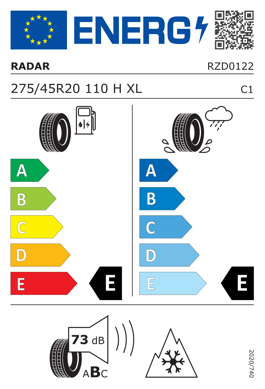 Etichetta Europea Radar Radar 275/45 R20 110H RENEGADE AT-5 pneumatici nuovi All Season