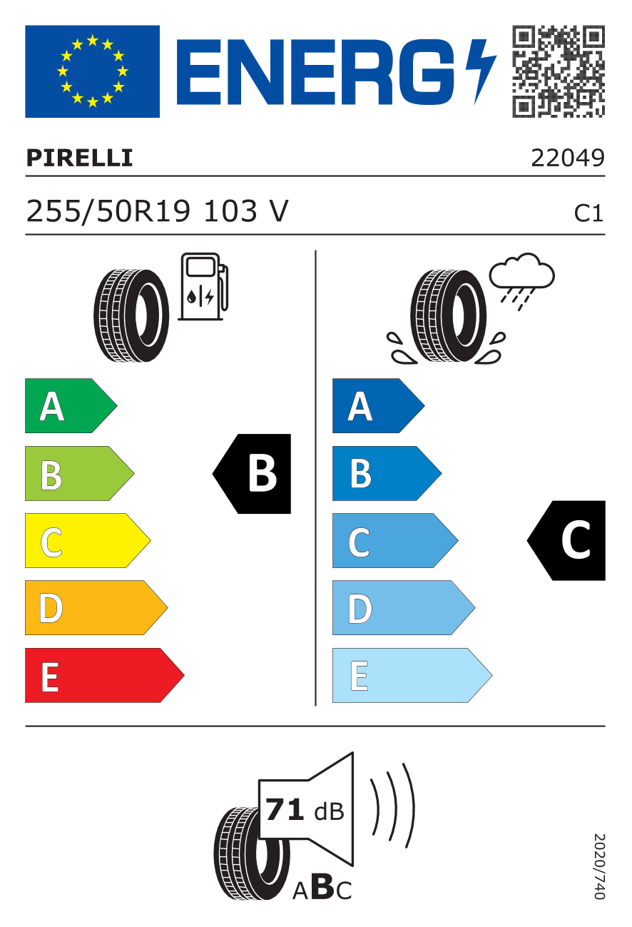 Etichetta Europea Pirelli Pirelli 255/50 R19 103V SCORPION VERDE A/S N0 pneumatici nuovi Estivo