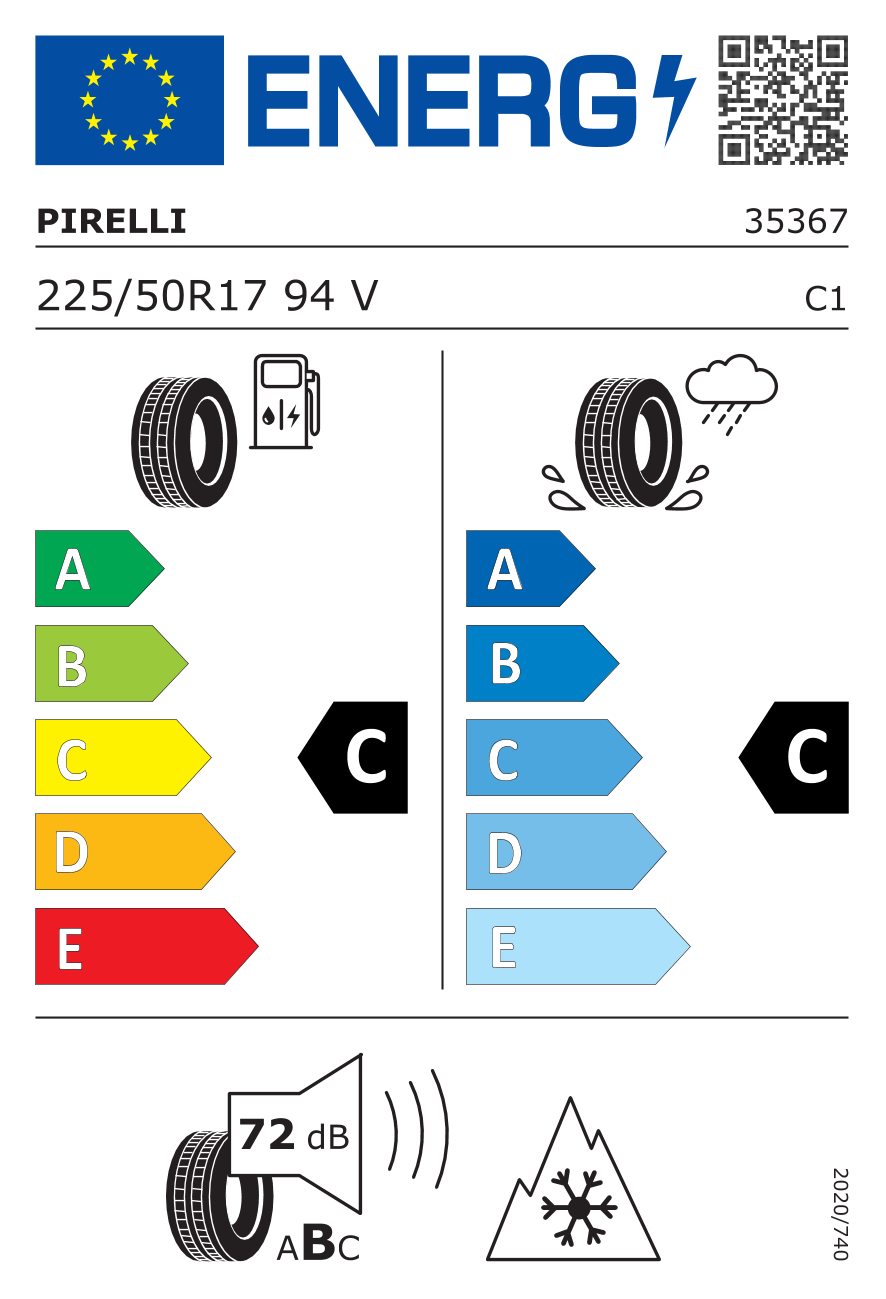 Etichetta Europea Pirelli Pirelli 225/50 R17 94V CINTURATO P7 AS AR FSL Runflat pneumatici nuovi All Season