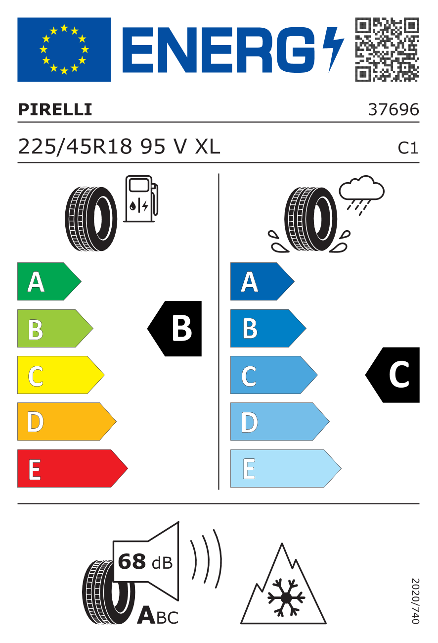 Etichetta Europea Pirelli Pirelli 225/45 R18 95V PZERO ALL SEASON AR XL pneumatici nuovi All Season