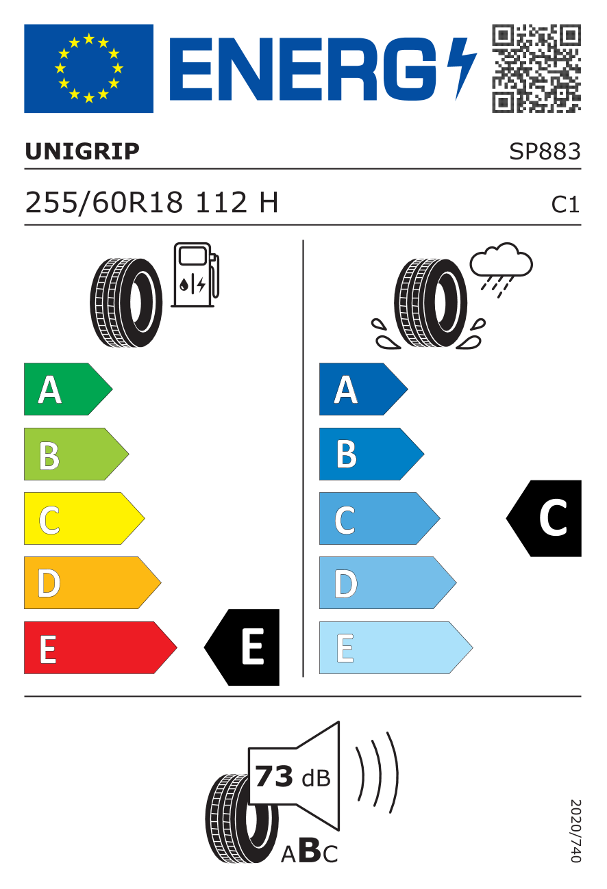 Etichetta Europea Unigrip Unigrip 255/60 R18 112H Lateral Force A/T BSW XL pneumatici nuovi Estivo