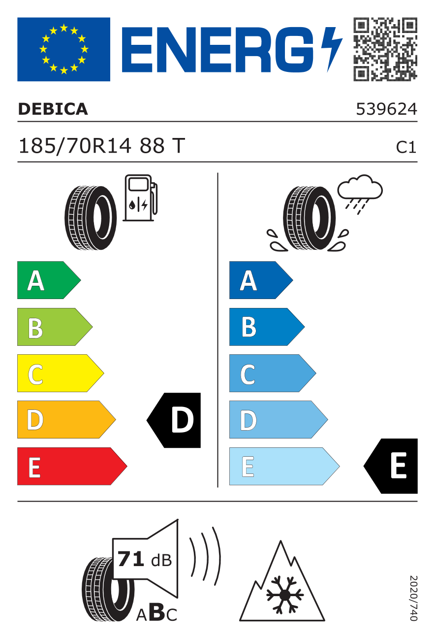 Etichetta Europea Debica Debica 185/70 R14 88T Navigator 2 pneumatici nuovi All Season