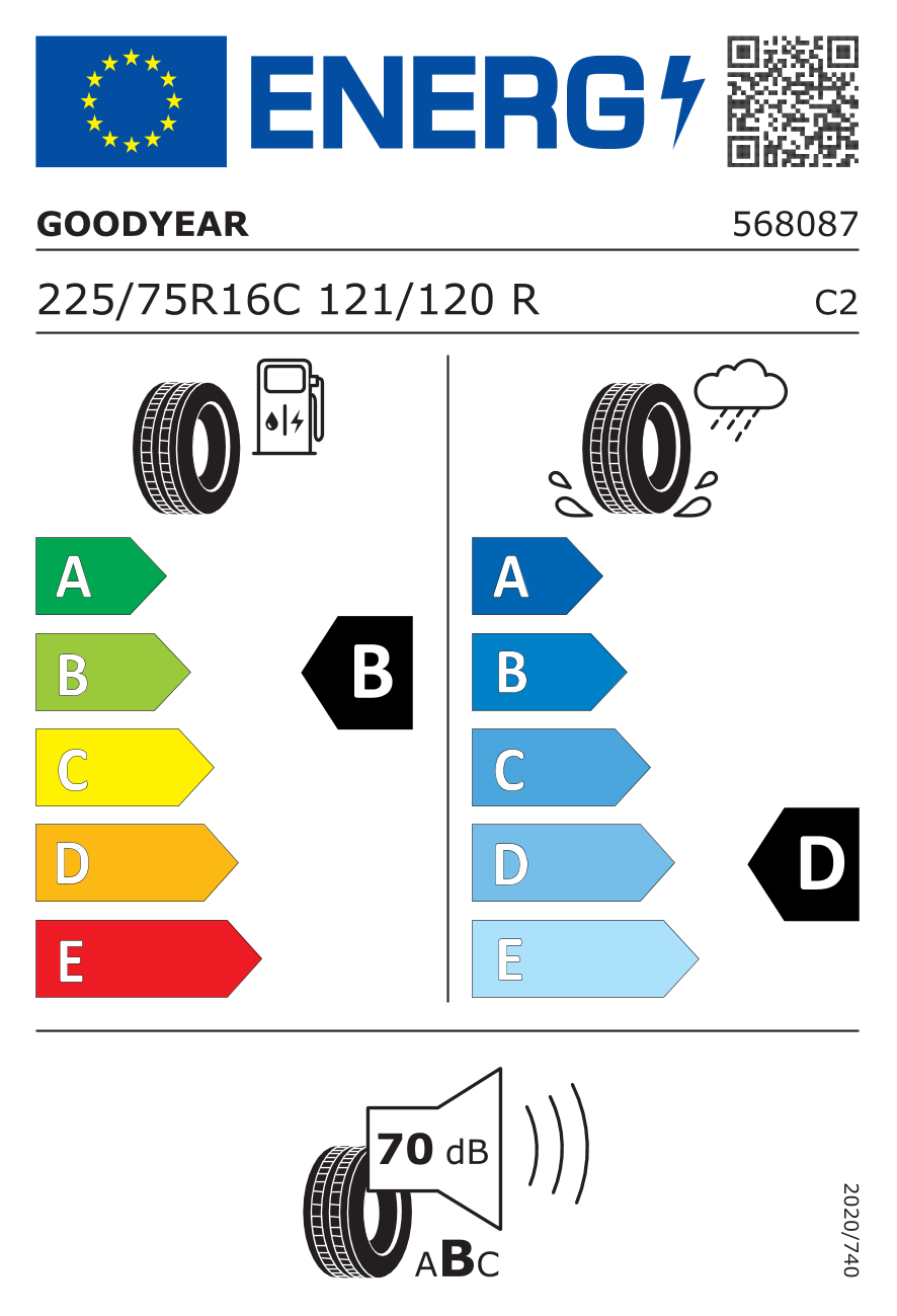 Etichetta Europea Goodyear Goodyear 225/75 R16C 121/120R EFFICIENTGRIP CARGO pneumatici nuovi Estivo