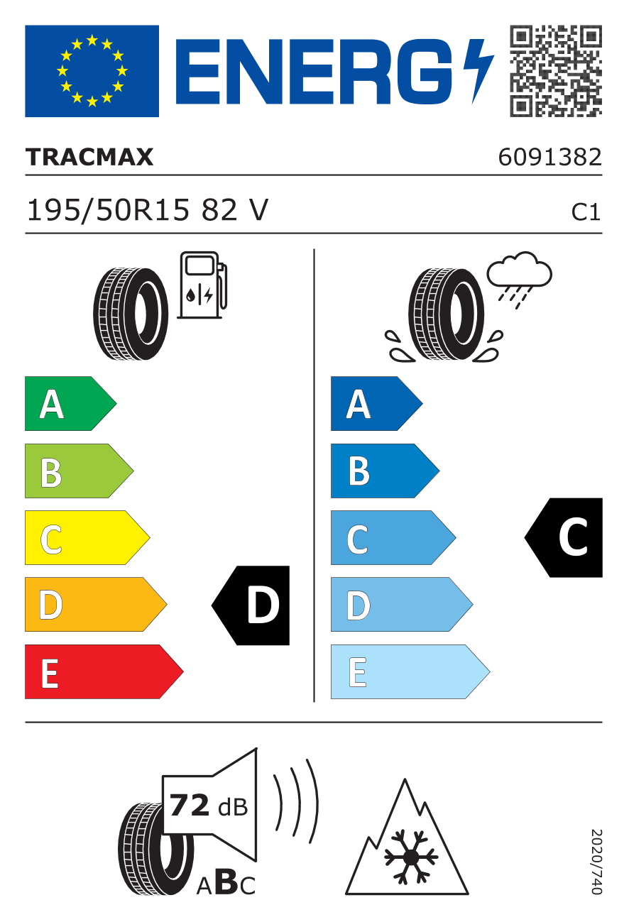 Etichetta Europea Tracmax Tracmax 195/50 R15 82V TRAC SAVER pneumatici nuovi All Season