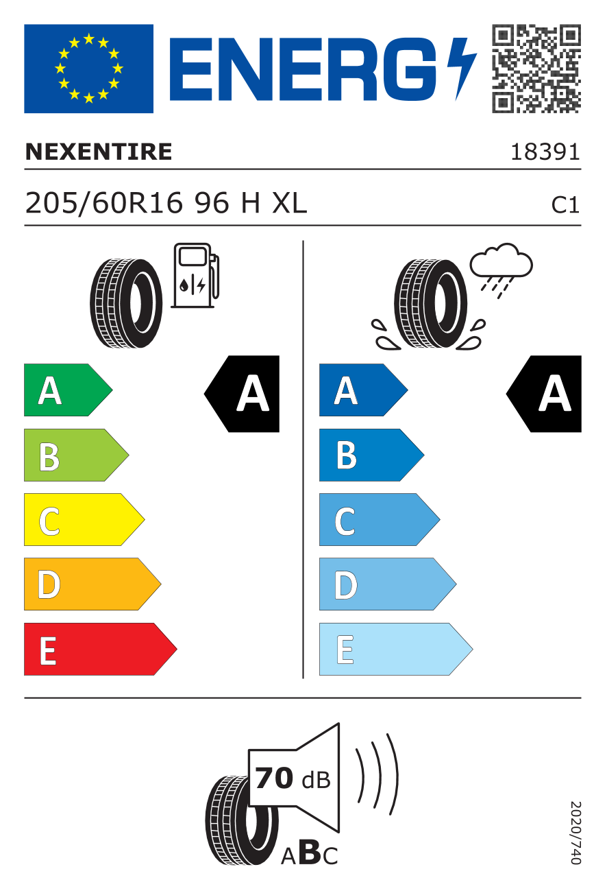Etichetta Europea Nexen Nexen 205/60 R16 96H N'FERA SU1 XL pneumatici nuovi Estivo