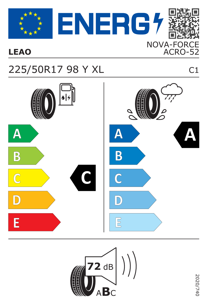 Etichetta Europea Leao Leao 225/50 R17 98Y NOVA-FORCE ACRO XL pneumatici nuovi Estivo