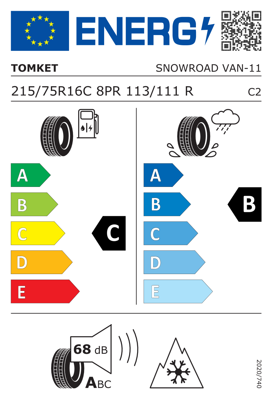 Etichetta Europea Tomket Tomket 215/75 R16C 113R 8PR 8PR SNOWROAD VAN pneumatici nuovi Invernale