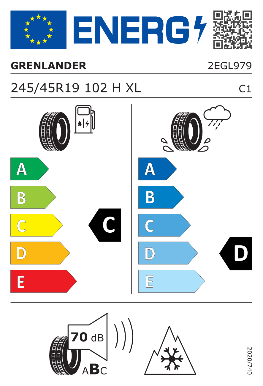 Etichetta Europea Grenlander Grenlander 245/45 R19 102H Icehawkeii XL pneumatici nuovi Invernale