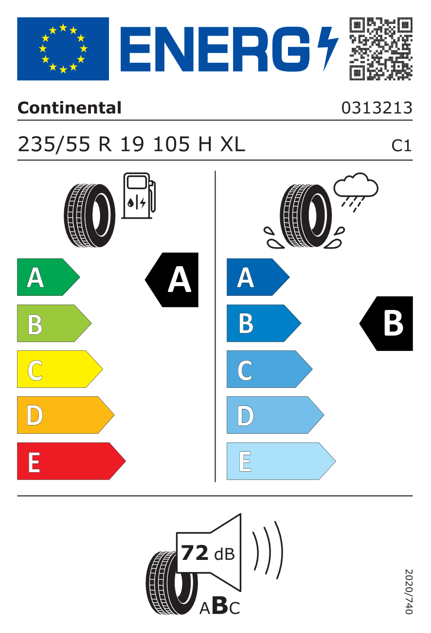 Etichetta Europea Continental Continental 235/55 R19 105H EcoContact 6 Q XL pneumatici nuovi Estivo