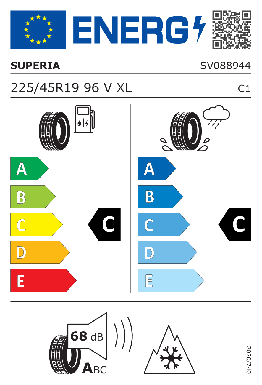 Etichetta Europea Superia Superia 225/45 R19 96V BLUEWIN UHP3 XL pneumatici nuovi Invernale