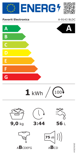 Étiquette énergie officielle UE — Favorit Electronics A-9143 BLDC — Classe A